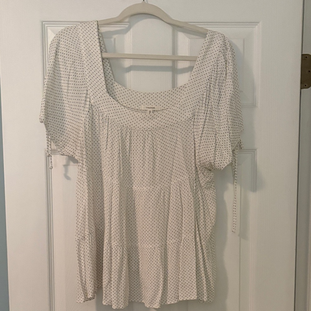Maurices White Polka Dot Blouse